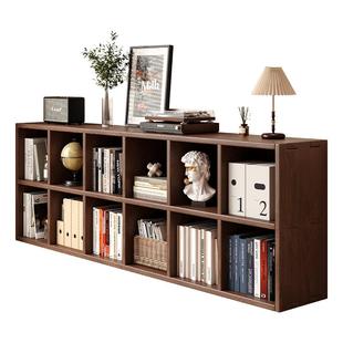 实木书架落地胡桃木色自由组合客厅柜子储物柜家用格子书柜置物柜