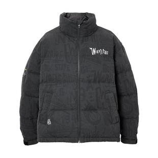 绫致杰克琼斯NBA联名勇士队男冬季羽绒服满印字母宽松立领款外套