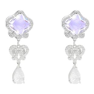 PP饰品《同心结》法式浪漫紫色925纯银耳环女轻奢小众无耳洞耳夹