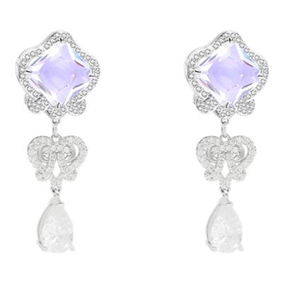 现货 PP饰品《同心结》法式浪漫紫色925纯银耳环女轻奢感小众耳夹