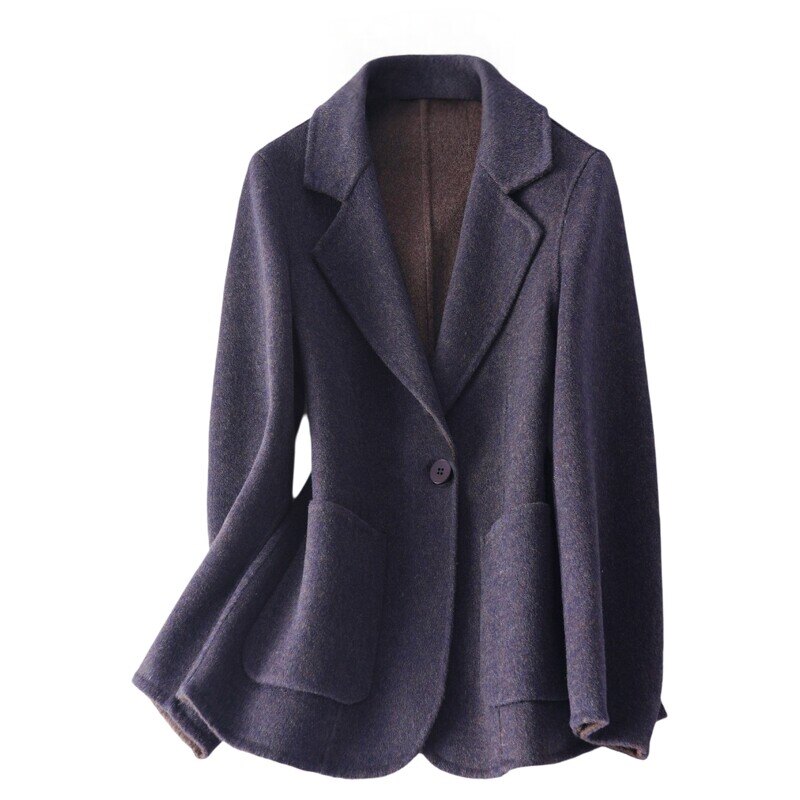春季双面绒羊毛呢西装外套加大码