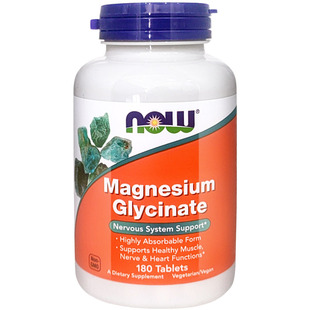 Now Foods诺奥甘氨酸镁180片镁补充剂成人镁片美国原装进口