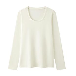 拇指白小T女士U领肌底衣2025秋季新款上衣抗静电纯色内搭打底衫