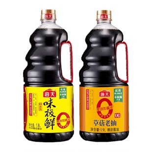 海天0添加金标草菇老抽1.9L+0添加味极鲜1.9L零添加特级酿造酱油
