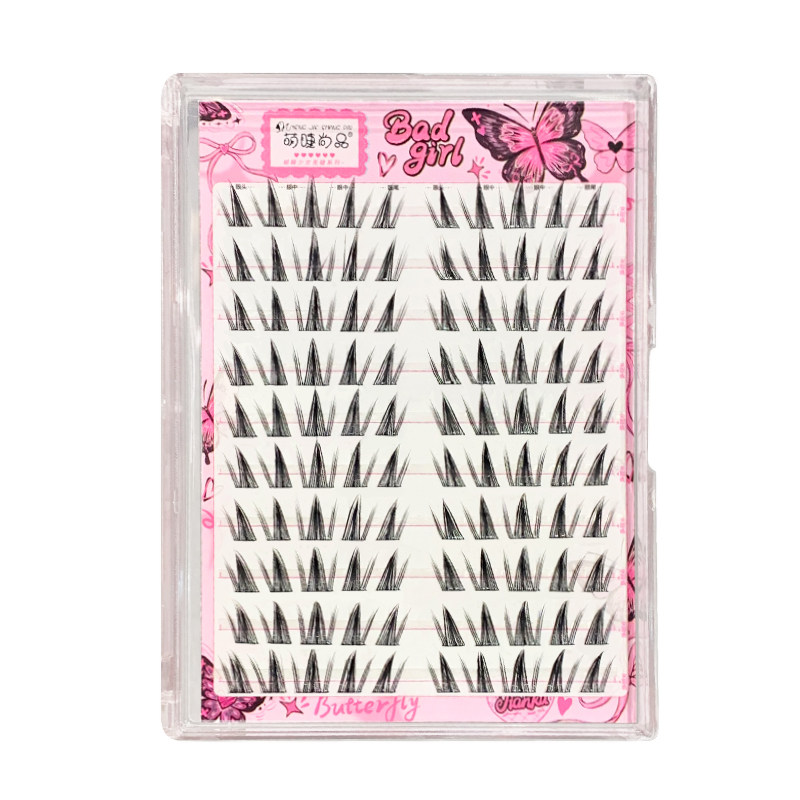 蝴蝶少女免胶漫画睫！亚裔短款眼睫毛自然假睫毛仿真浓密上镜款