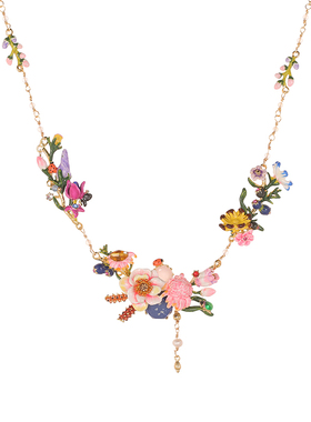 雏菊花朵蓝宝石麦穗珍珠流苏项链