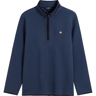 Brooks Brothers/布克兄弟25男士半拉链复古菱格美式刺绣logo上衣