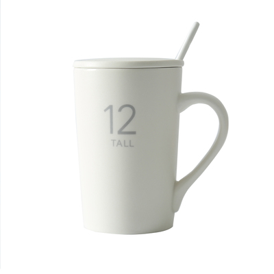 陶瓷ins简约风牛奶马克杯带盖