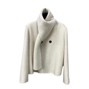 吴昕同款围巾双面羊绒大衣短款小个子女2025秋冬新款羊毛呢外套厚