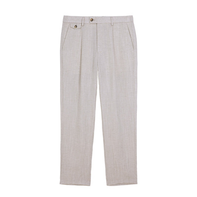 莱赛尔亚麻面料垂感直筒休闲长裤