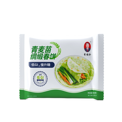 李福全低GI慢升糖青麦苗绸缎春饼480g早餐半成品整箱春卷饼皮面饼