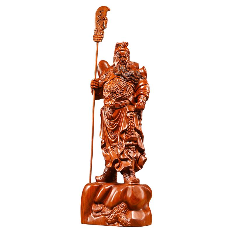 花梨木木雕关公摆件实木武财神