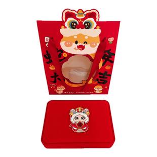 国风首饰盒红色丝绒黄金礼盒宝宝长命锁项链银镯古法金手链手镯盒