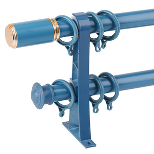 加厚铝合金窗帘杆子轻奢风罗马杆单杆双杆顶侧装黑色轨道支架配件