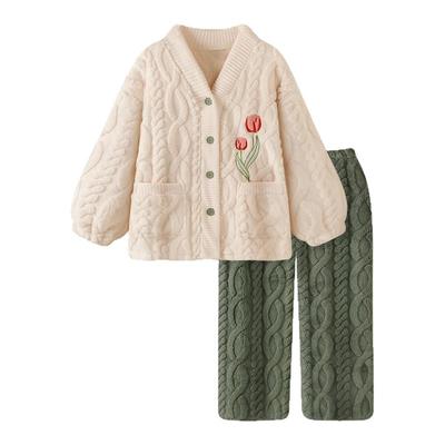 加厚珊瑚绒睡衣女款冬新款保暖