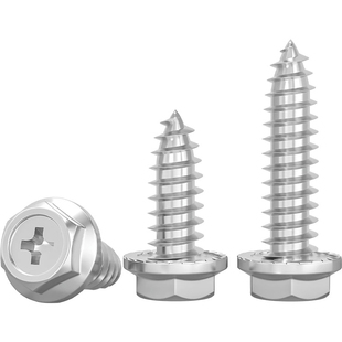 304不锈钢十字凹穴外六角法兰自攻螺丝防滑齿带垫木螺钉MM3M4M5M6