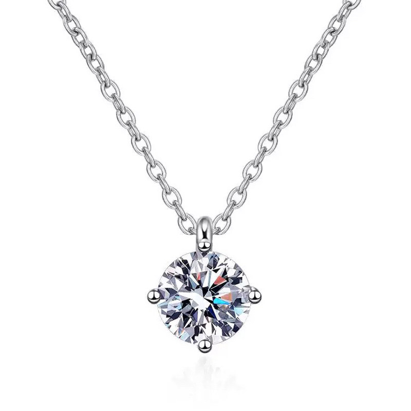 回馈!吊坠款!爆闪高碳钻!通体纯银轻奢单钻项链精致锁骨链鼻屎钻