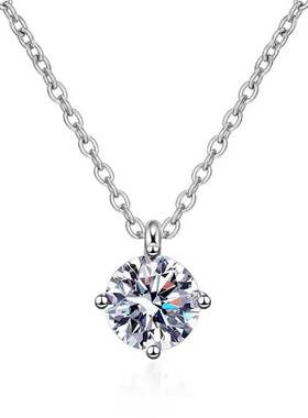 鹿尔爆闪高碳钻单钻轻奢纯银项链