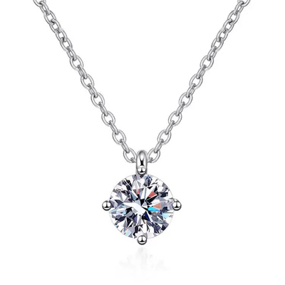 鹿尔爆闪高碳钻单钻轻奢纯银项链