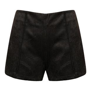 Kroche  静谧夜色 麂皮绒 A字高腰短裤黑色秋冬