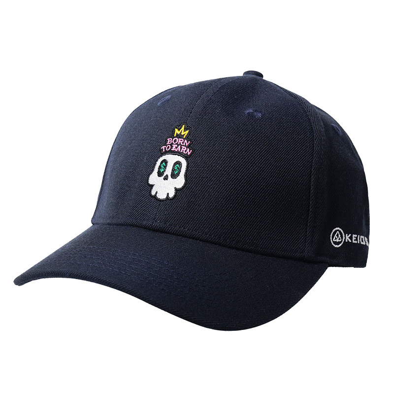 LTNC x KEIOS 联名骷髅棒球帽 藏蓝色发财街头鸭舌帽 潮流嘻哈帽