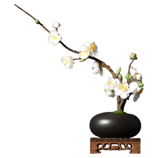 中式腊梅梅花枝仿真花假花绢花禅意花瓶套装客厅桌面茶几装饰摆件