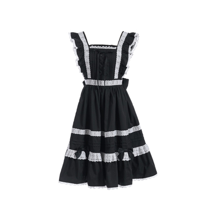 荷叶边蕾丝背心裙jsk蝴蝶结套装