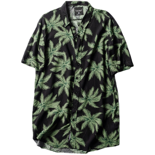 一眼爱上!南美单!凉爽粘胶纤维面料夏季度假风短袖印花衬衫衬衣