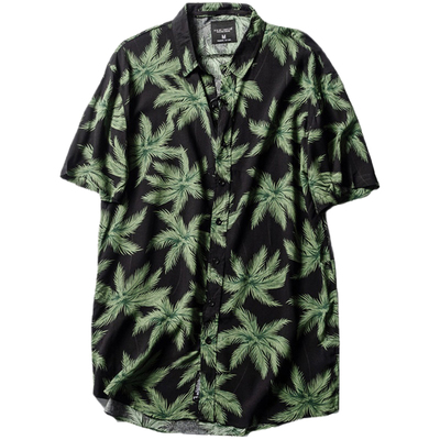 夏季度假风冰凉短袖印花衬衫衬衣