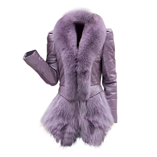 2024新款海宁皮衣绵羊皮真皮皮衣女羽绒服短款狐狸毛皮草修身