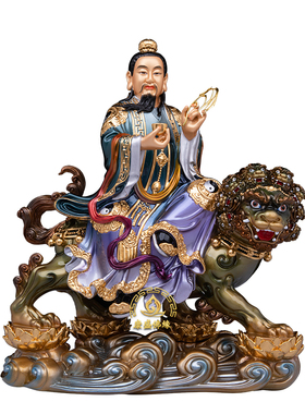 太乙救苦天尊神像铜彩绘供奉摆件