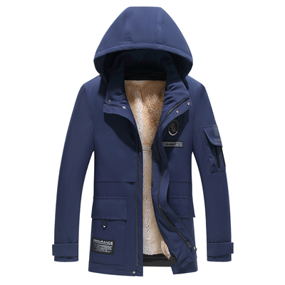 貂皮可拆卸内胆男款大衣派克服