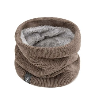 冬季围脖护颈脖套男女加绒加厚户外面罩针织套头围巾灰色防寒防风