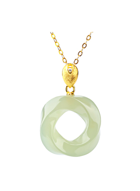 和田玉莫比乌斯环拉丝吊坠女款