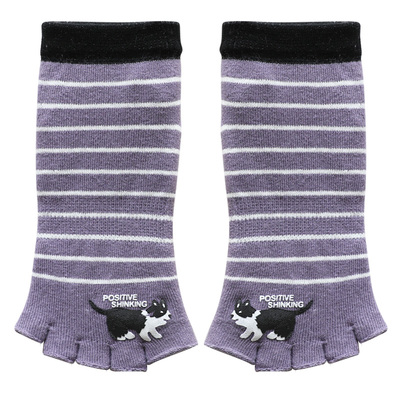 夏露鱼嘴五指分开脚趾卡通猫袜子