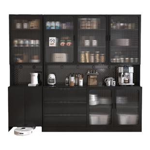 2025新款多功能百宝餐边柜轻奢法式茶水柜厨房储物柜一体靠墙定制