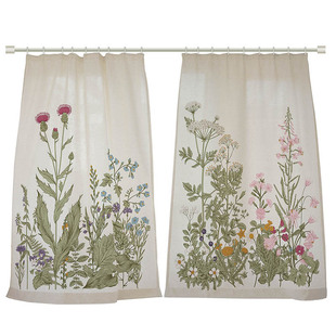 北欧植物手绘风亚麻加厚遮光客厅卧室高档成品可定制窗帘神秘花园