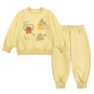 儿童春装男童套装运动衣服2026新款男孩春季灰色卫衣两件套潮童装