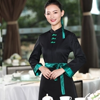 Черно-зеленый воротник женский (топ+фартук)