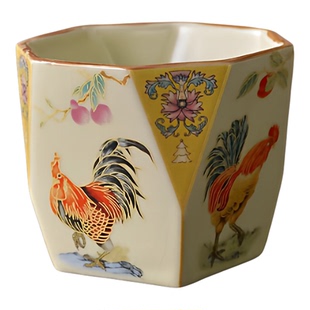 大公鸡八方杯单杯茶杯主人杯个人专用陶瓷汝窑开片可养大吉大利杯