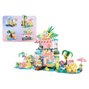 沃马积木公主梦幻城市4合体城堡塔楼台殿堂组装玩具女孩礼物C0260