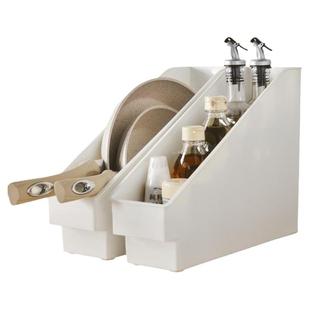 厨房收纳盒厨具锅具高款窄长型柜子夹缝斜口橱柜储物箱整理筐神器