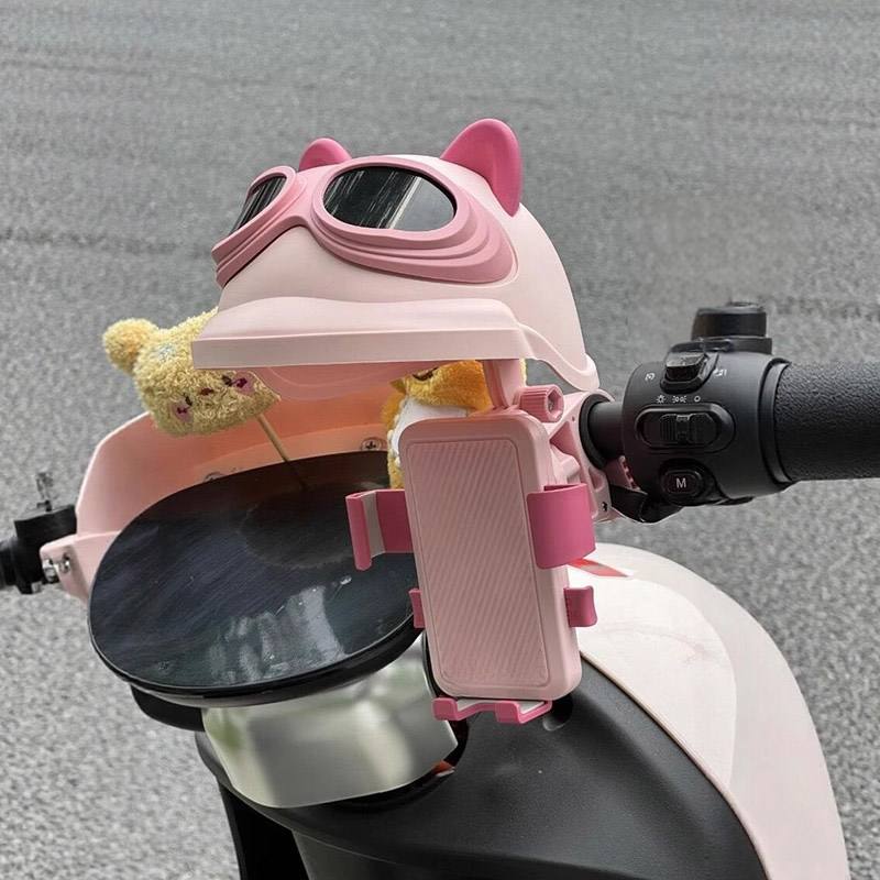 电动车手机支架防震防抖2025新款摩托车手机架导航外卖骑手挡雨帽