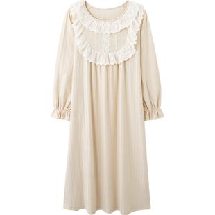 思莉太太纯棉睡裙长袖宫廷公主风独特绝美睡衣女款仙女法式长裙