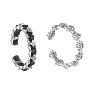 黑色穿绳设计~十字素圈指环高级感戒指女小众设计时尚个性食指戒