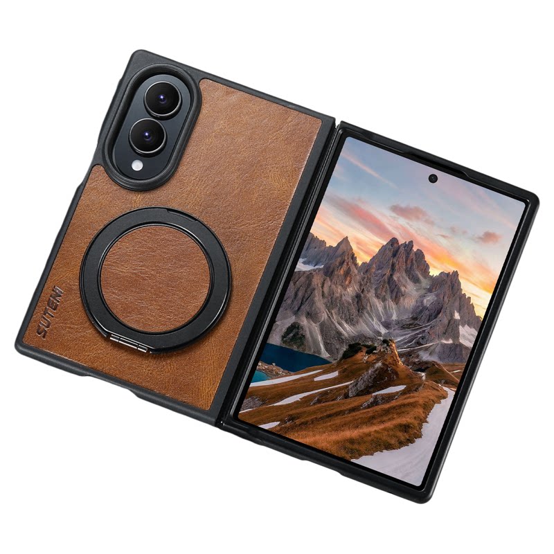 适用于三星fold8 阔折叠手机壳商务后盖全包防摔三星fold8 ultra保护壳旋转指环扣磁吸充电皮套