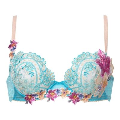 聚拢收副乳重工刺绣蕾丝性感文胸