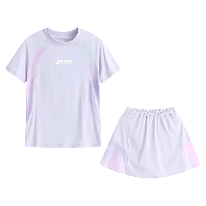 Jeep女童套装2025新款巨好看夏装短裙童装大童女装儿童短袖运动服
