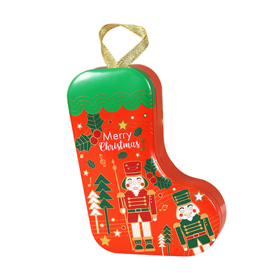 新款圣诞袜儿童礼物盒马口铁空盒