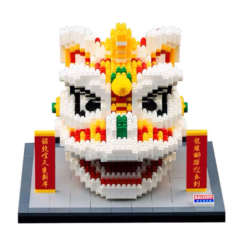 微型醒狮财神国潮成年高难度积木